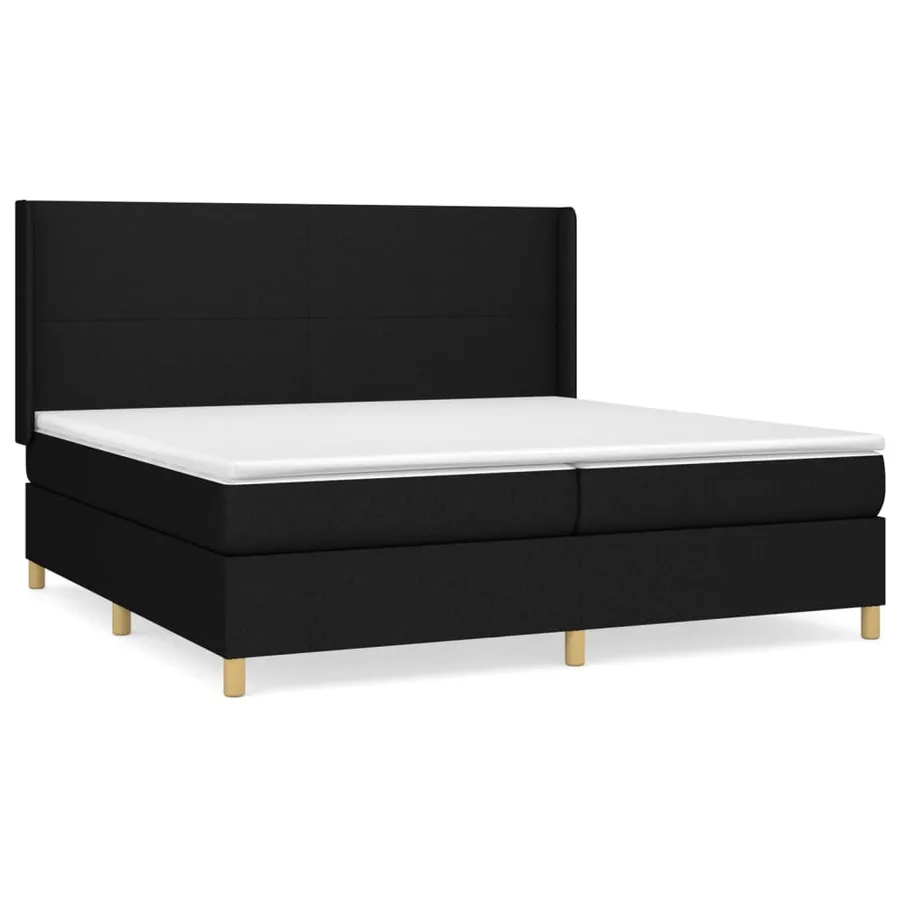 Sommier à lattes de lit avec matelas Noir 200x200 cm Tissu - 2