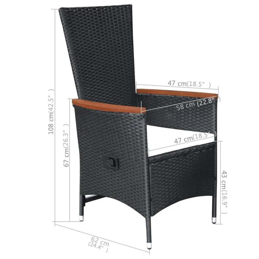 Ensemble à manger de jardin 5 pcs Noir - 8