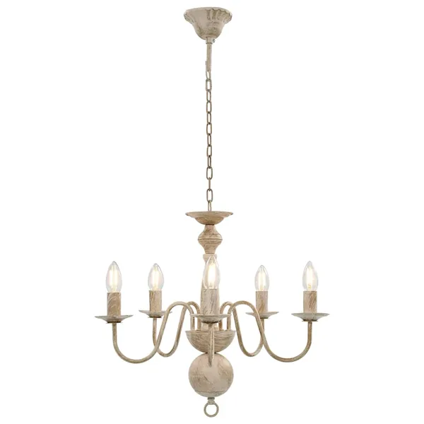 Lustre Blanc antique 5 ampoules E14