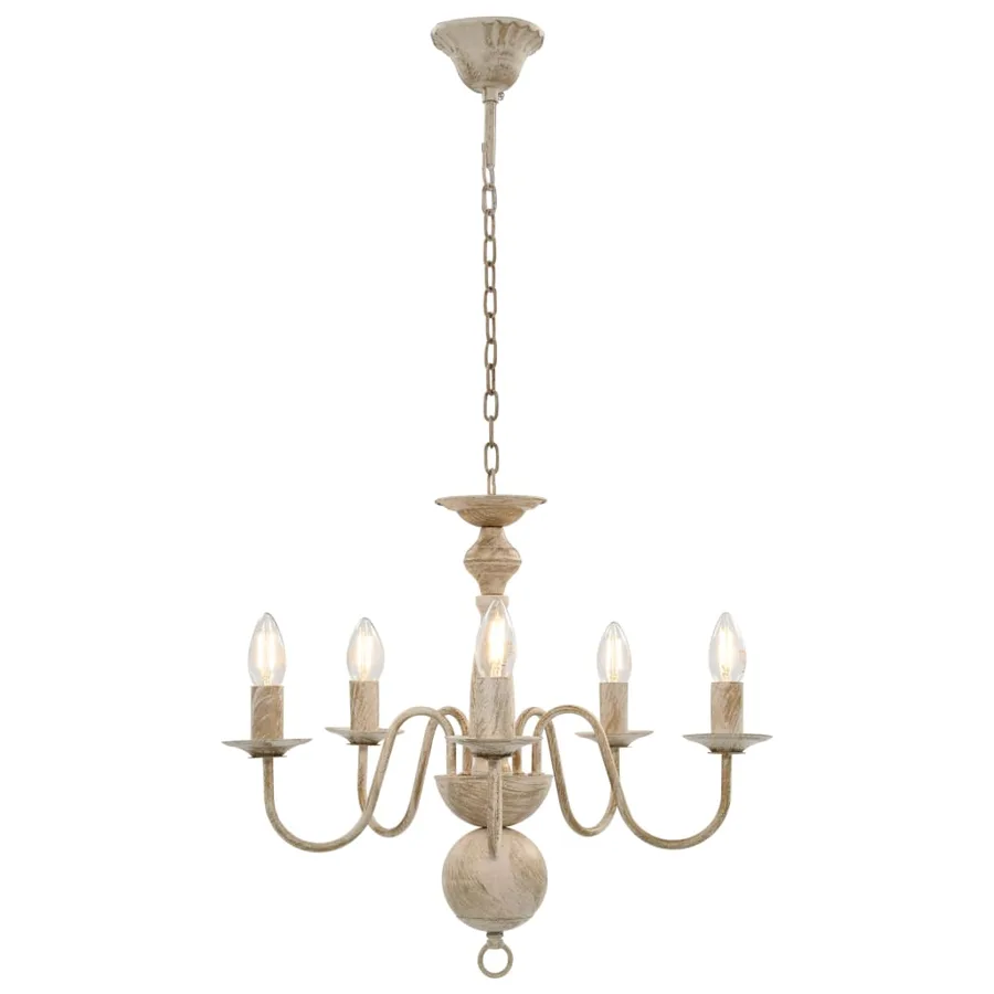 Lustre Blanc antique 5 ampoules E14 - 3