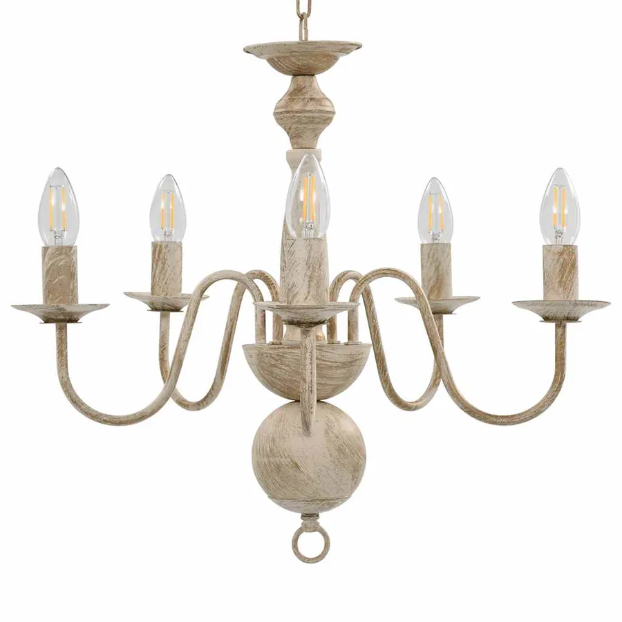 Lustre Blanc antique 5 ampoules E14 - 4