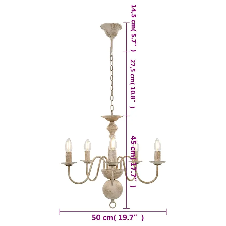Lustre Blanc antique 5 ampoules E14 - 6