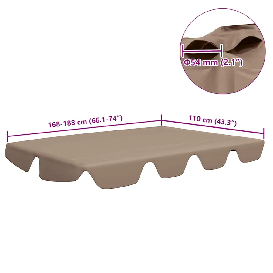 Toit de rechange de balançoire taupe 188/168x145/110 cm - 6
