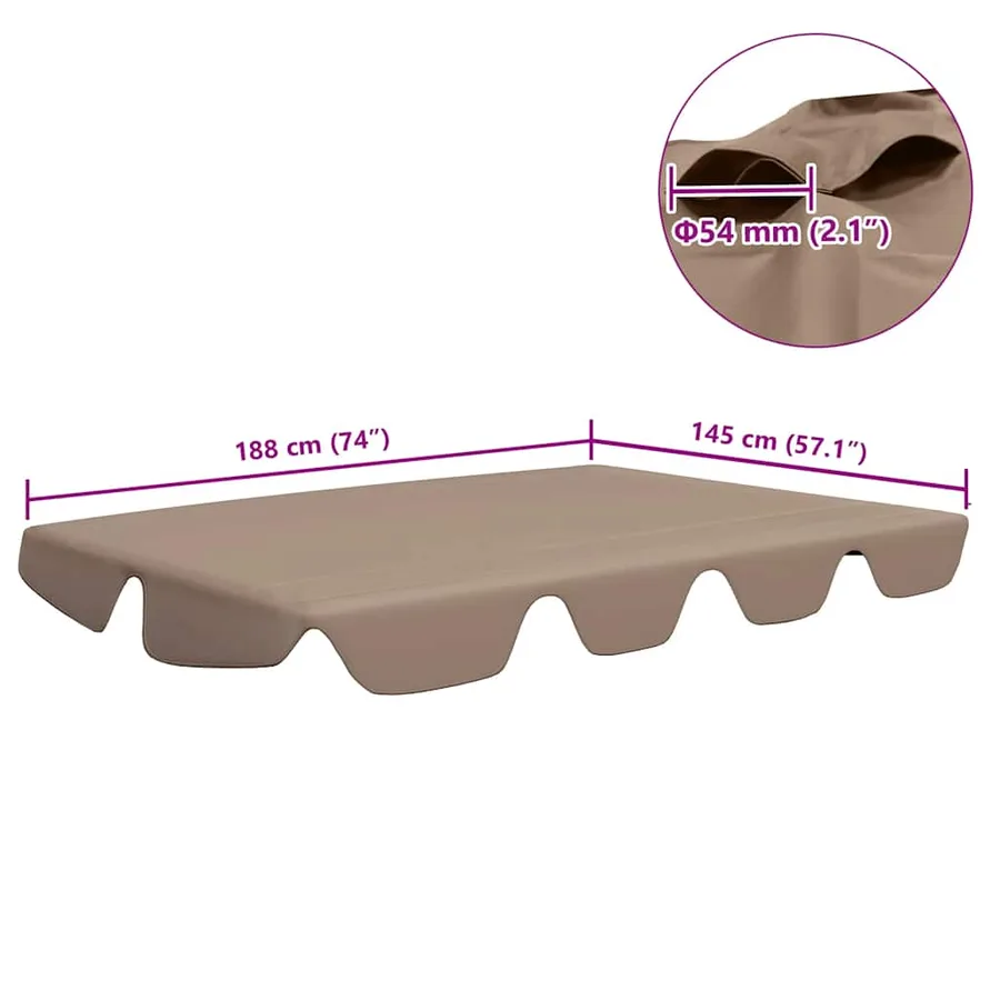 Toit de rechange de balançoire taupe 188/168x145/110 cm - 7