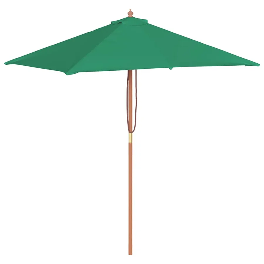 Parasol d'extérieur avec mât en bois 150x200 cm vert - 2