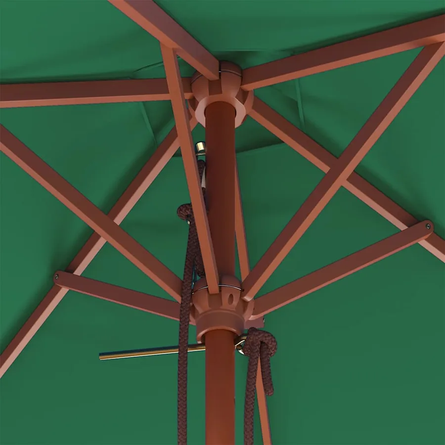 Parasol d'extérieur avec mât en bois 150x200 cm vert - 7