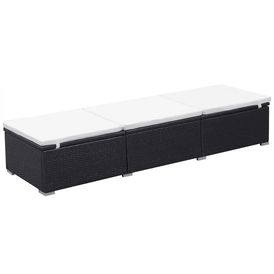 Chaise longue avec coussin Résine tressée Noir - 2