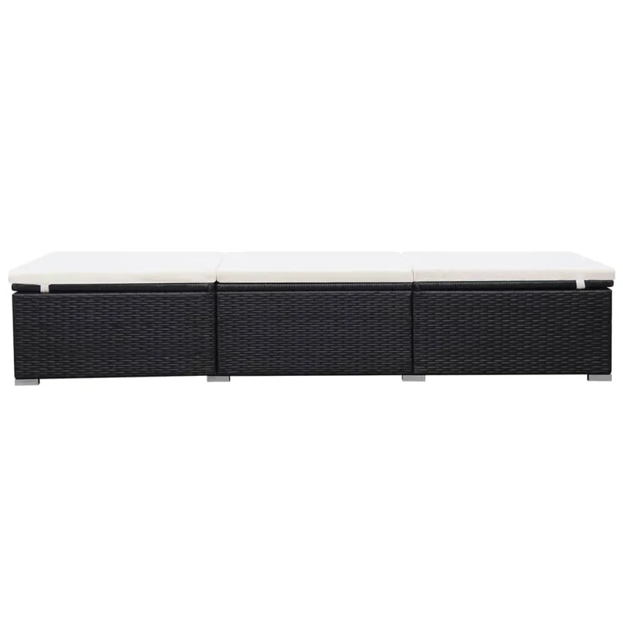 Chaise longue avec coussin Résine tressée Noir - 3