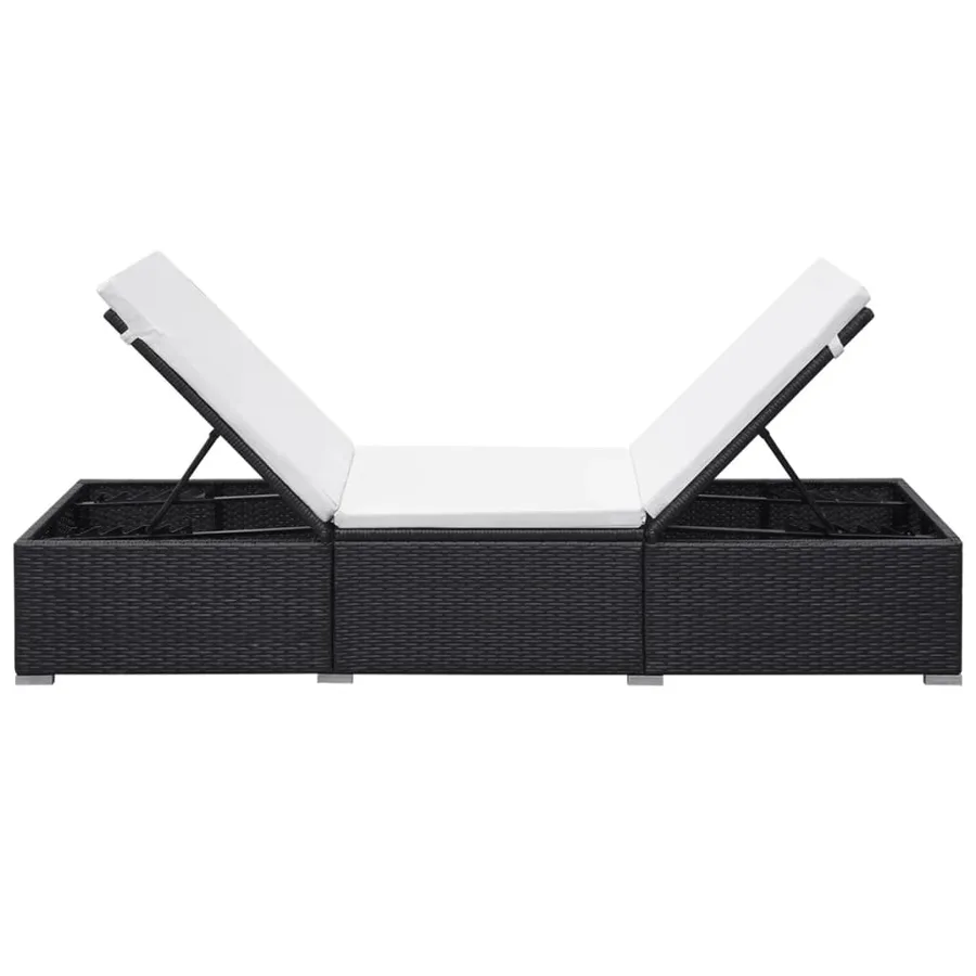 Chaise longue avec coussin Résine tressée Noir - 5