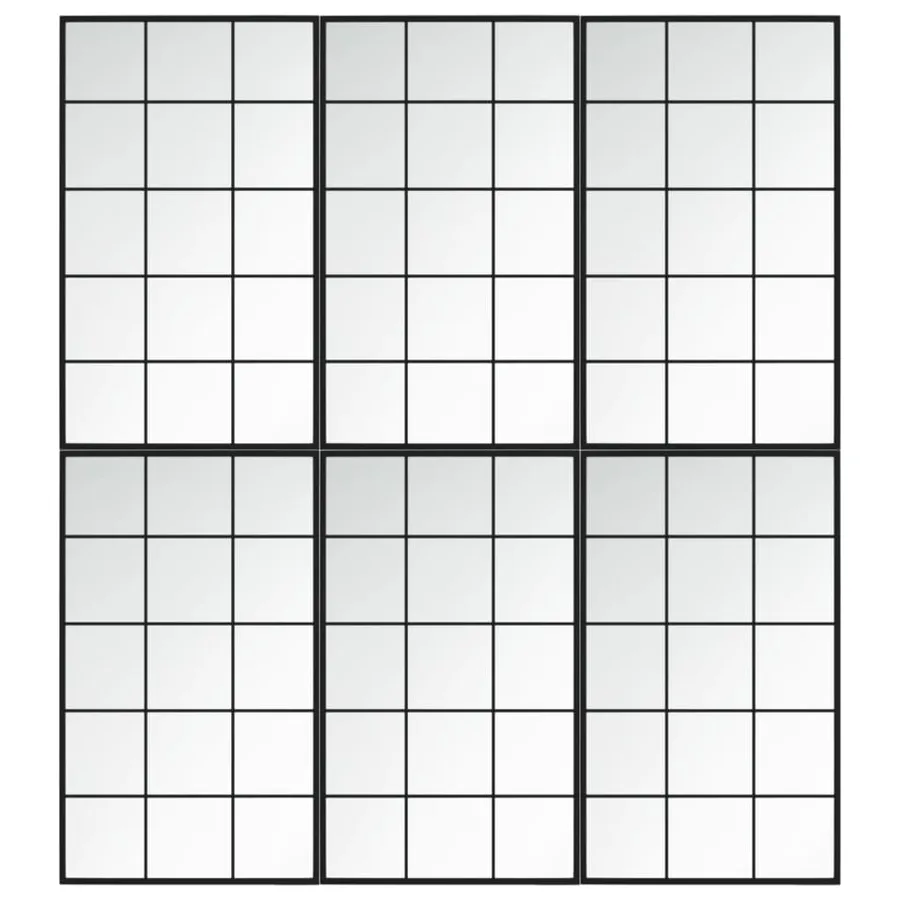Miroirs muraux 6 pcs noir 100x60 cm métal - 2