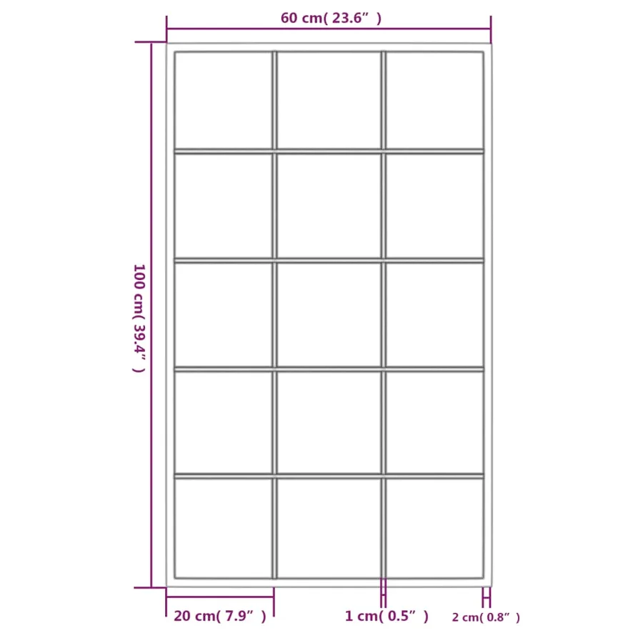 Miroirs muraux 6 pcs noir 100x60 cm métal - 7