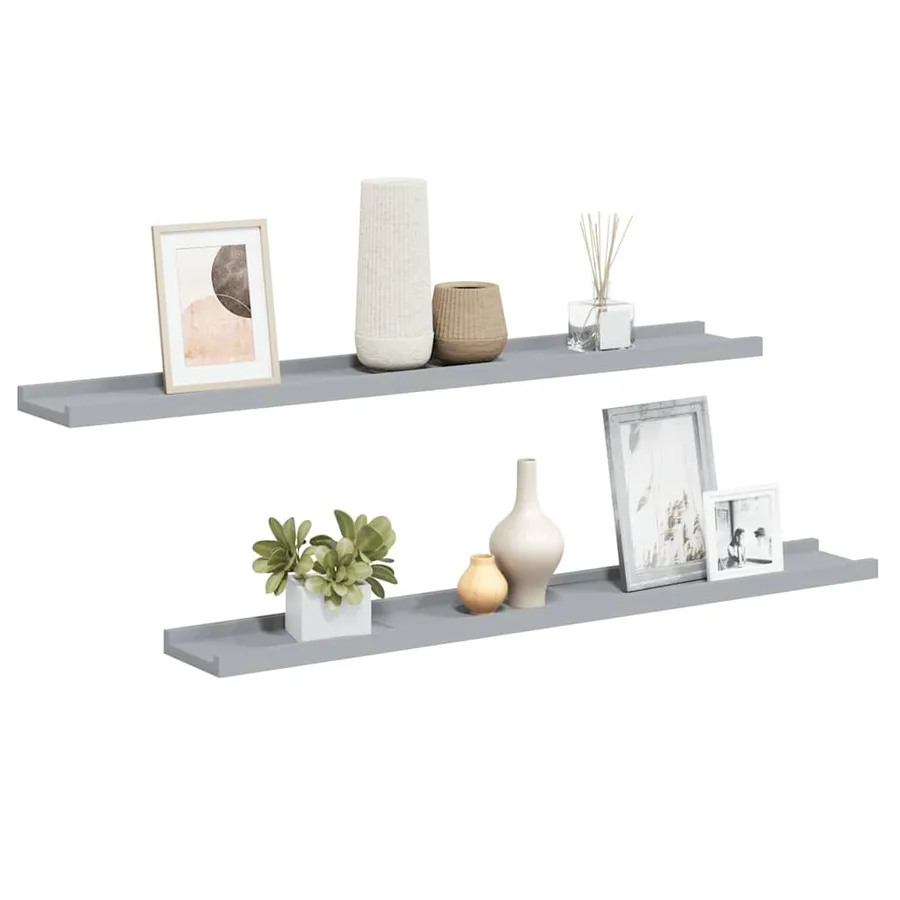 Étagères à rebord pour cadre photo 2 pcs Gris 80x9x3 cm MDF - 2