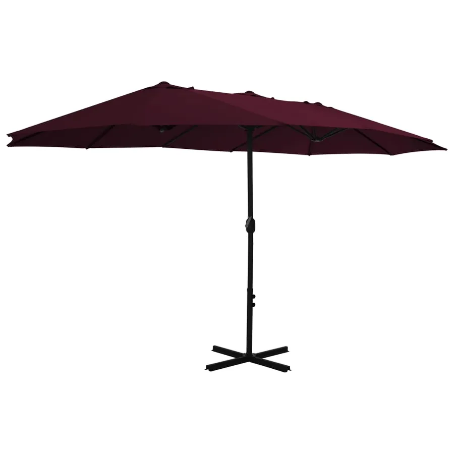 Parasol d'extérieur avec mât en aluminium rouge bordeaux - 2