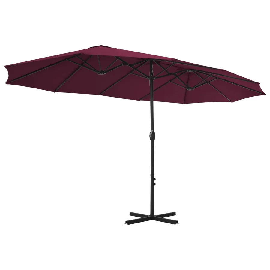 Parasol d'extérieur avec mât en aluminium rouge bordeaux - 4