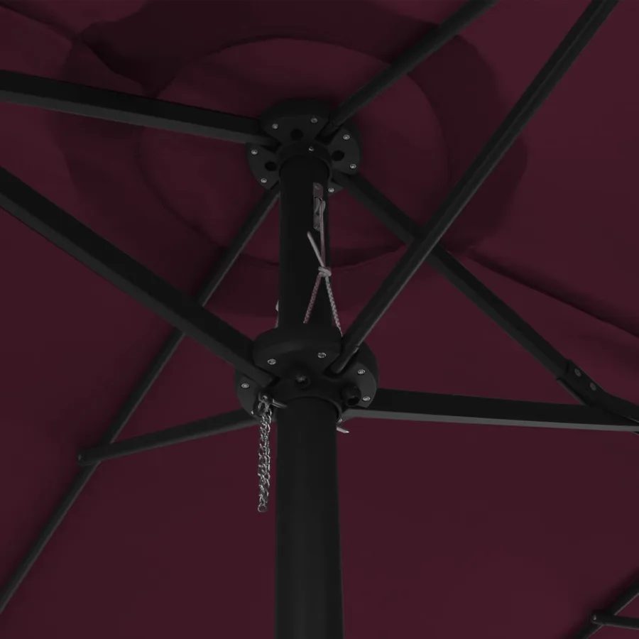 Parasol d'extérieur avec mât en aluminium rouge bordeaux - 5