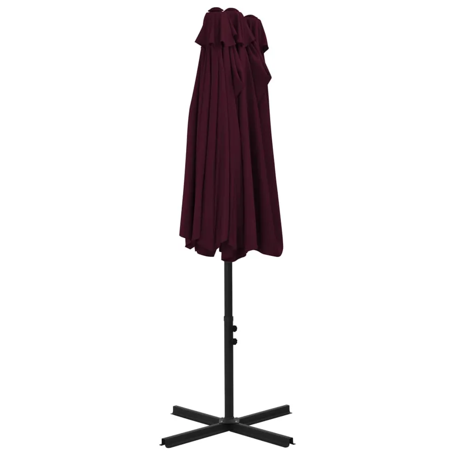 Parasol d'extérieur avec mât en aluminium rouge bordeaux - 6