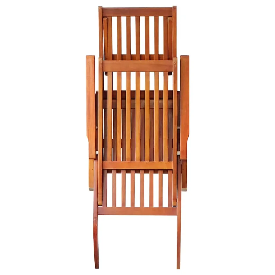 Chaise longue d'extérieur repose-pied et coussin Acacia solide - 4
