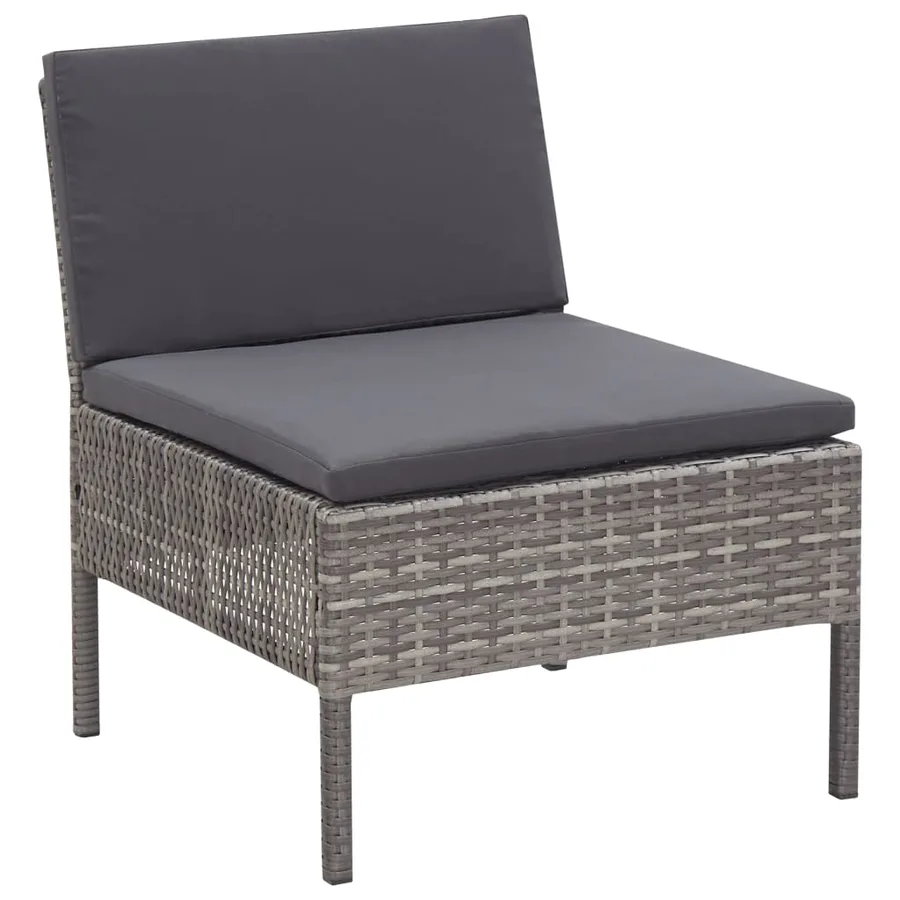 Salon de jardin 3 pcs avec coussins Résine tressée Gris - 7