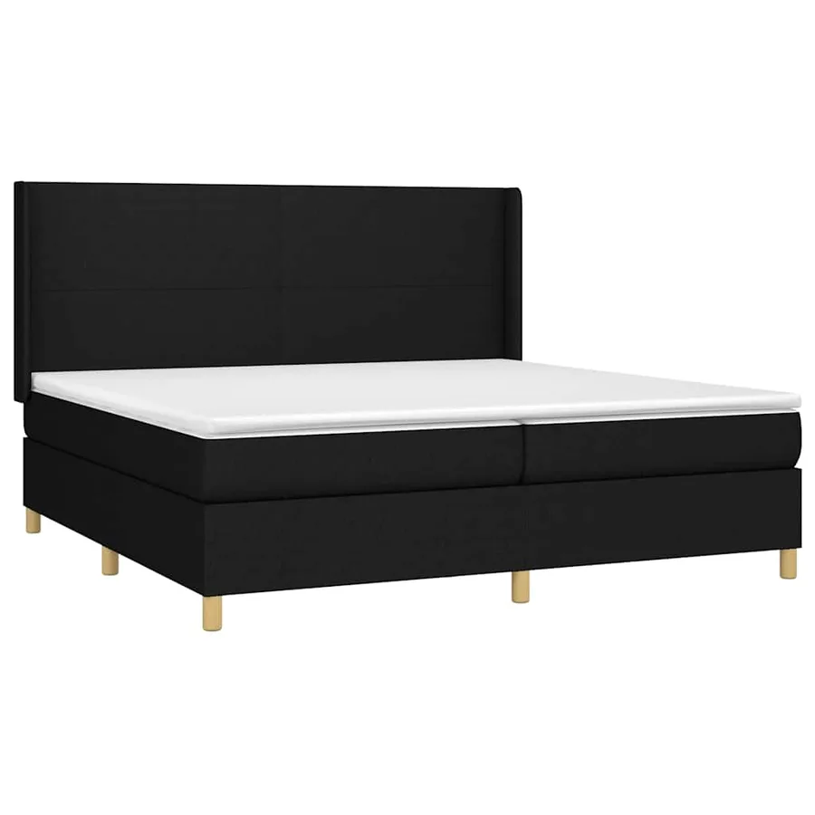 Sommier à lattes de lit matelas et LED Noir 200x200 cm Tissu - 4