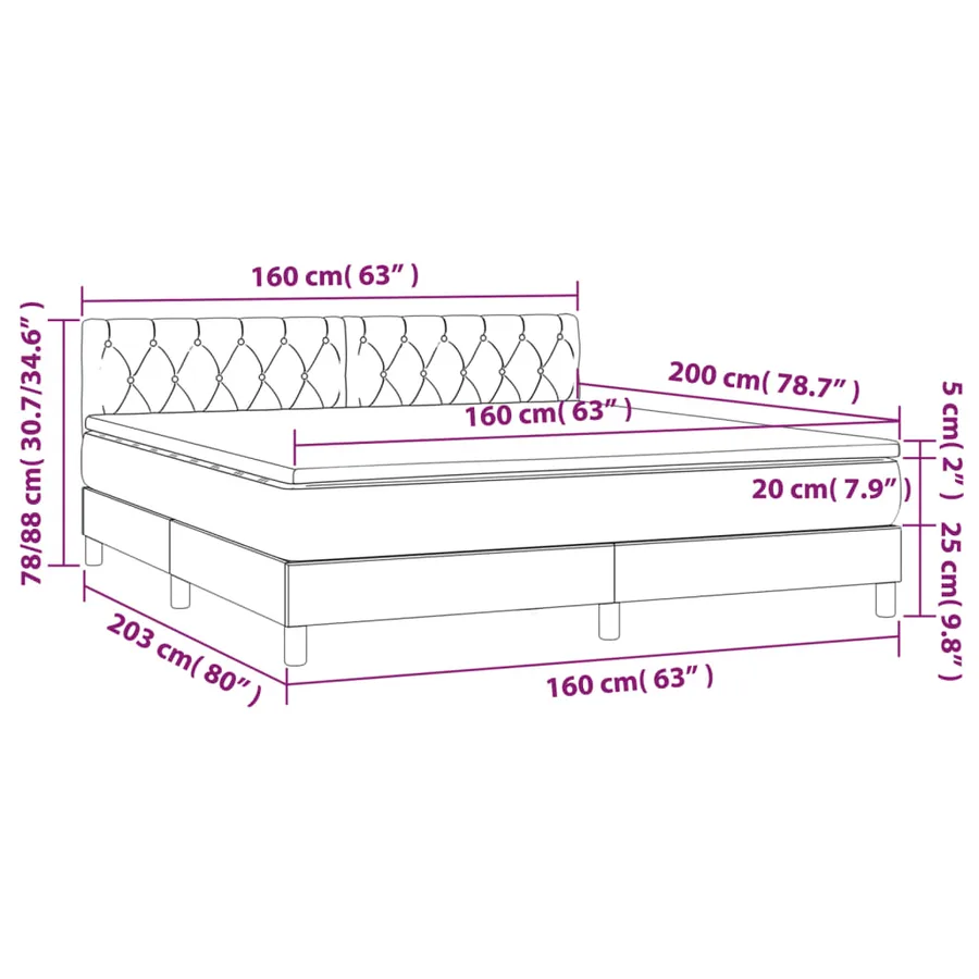 Sommier à lattes de lit avec matelas Crème 160x200 cm Tissu - 7