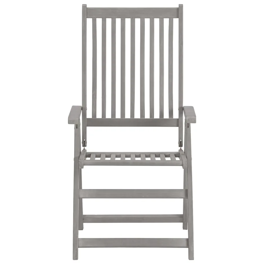 Chaises inclinables de jardin et coussins lot de 8 Gris Acacia - 13