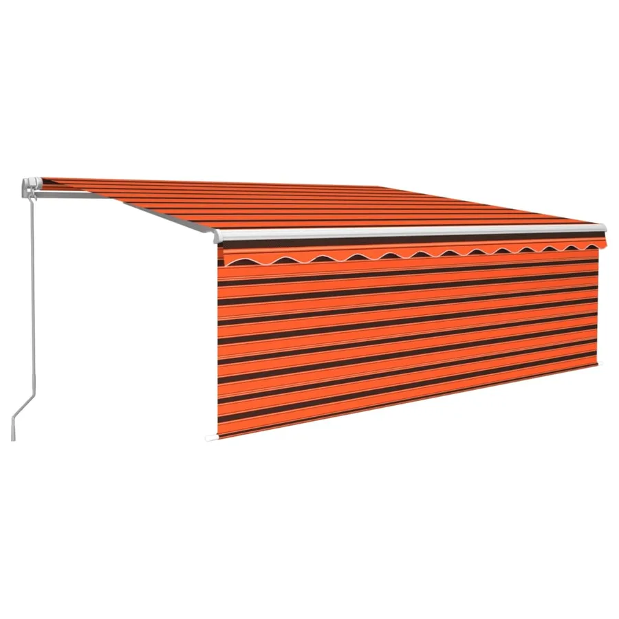 Auvent manuel rétractable avec store 4x3 m Orange et marron - 2