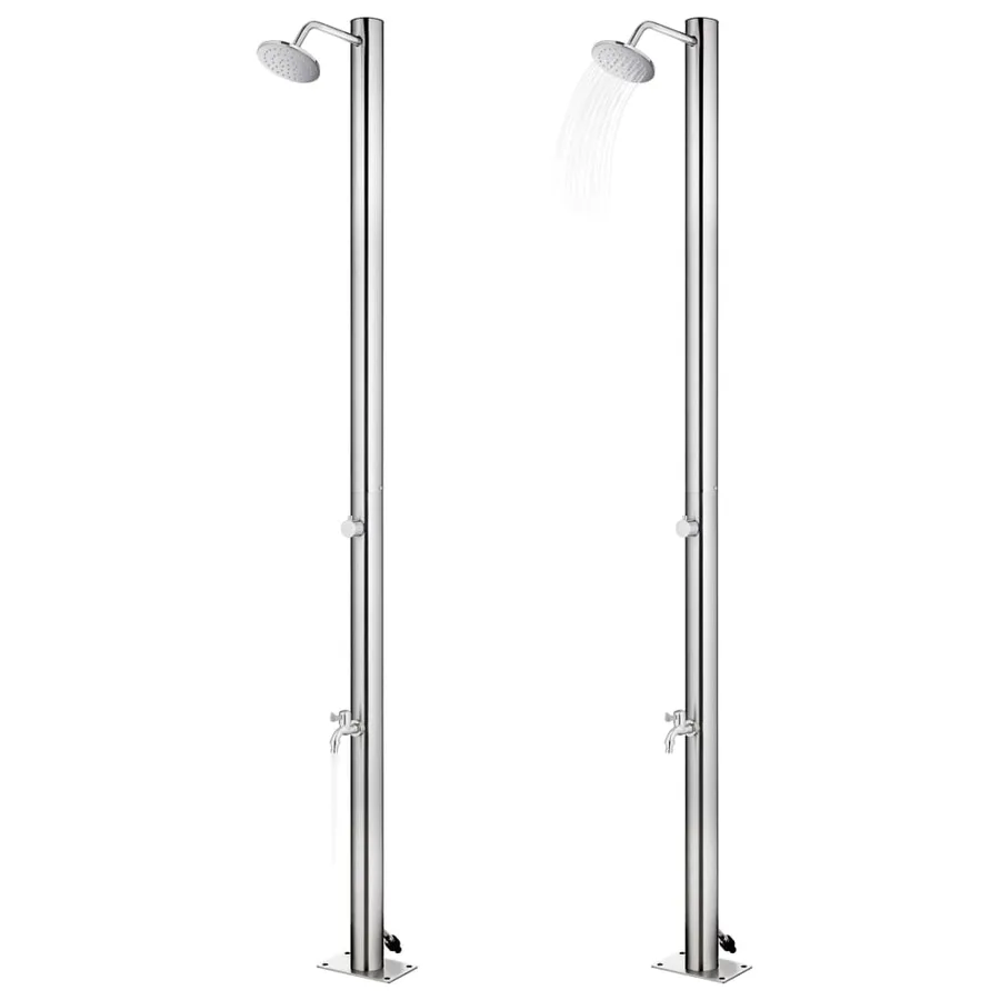 Douche de jardin avec base marron 220 cm Acier inoxydable - 2
