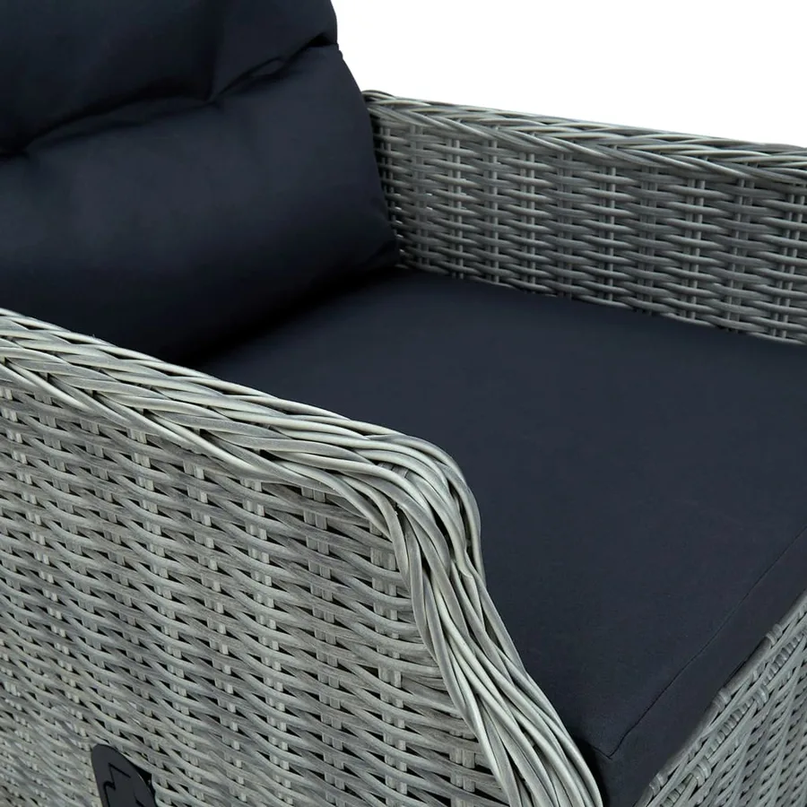 Ensemble à manger d'extérieur et coussins 7 pcs résine tressée - 10