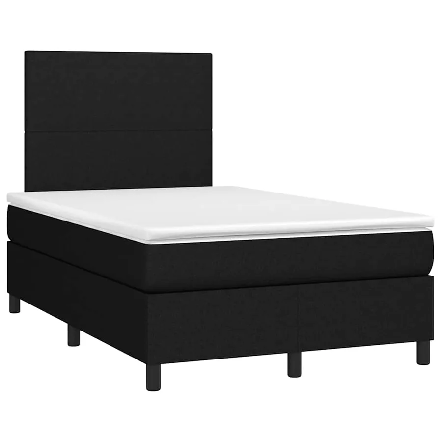 Sommier à lattes de lit et matelas et LED Noir 120x200 cm Tissu - 3