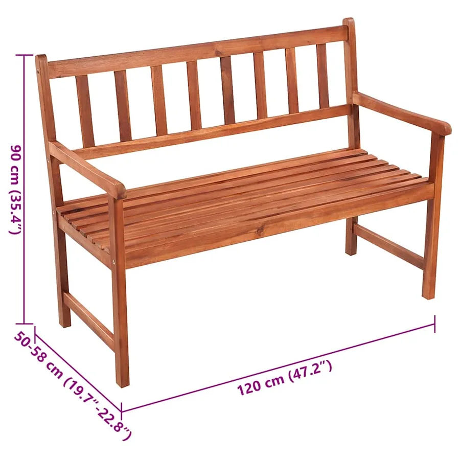 Banc de jardin avec coussin 120 cm Bois d'acacia massif - 8