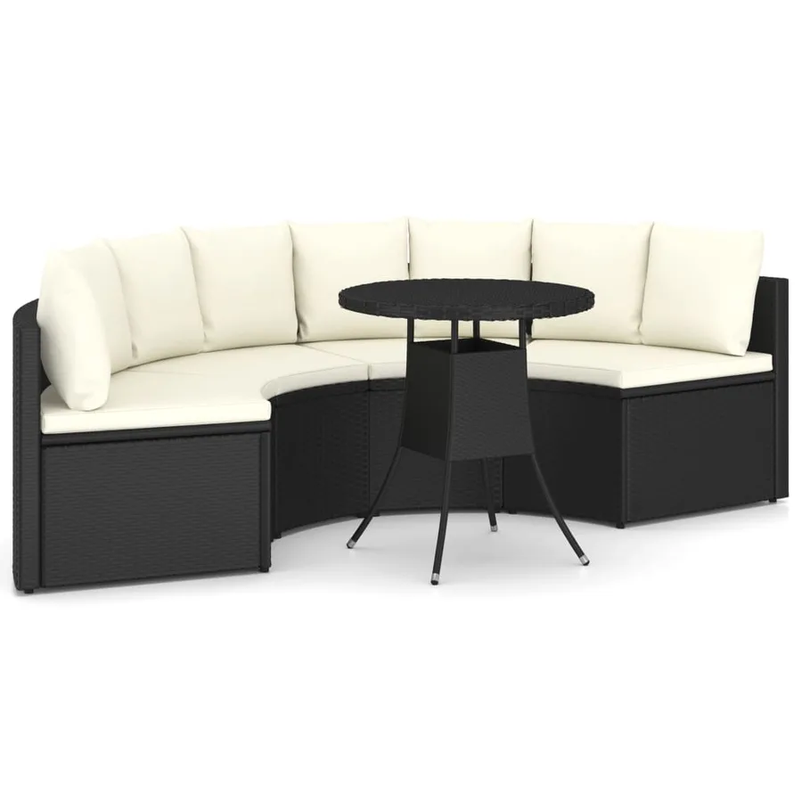 Salon de jardin 5 pcs avec coussins Résine tressée Noir - 2