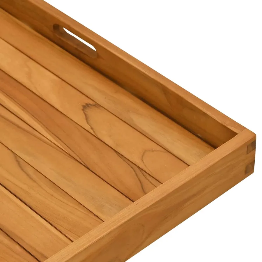 Plateau de service 70x70 cm Bois de teck massif - 7