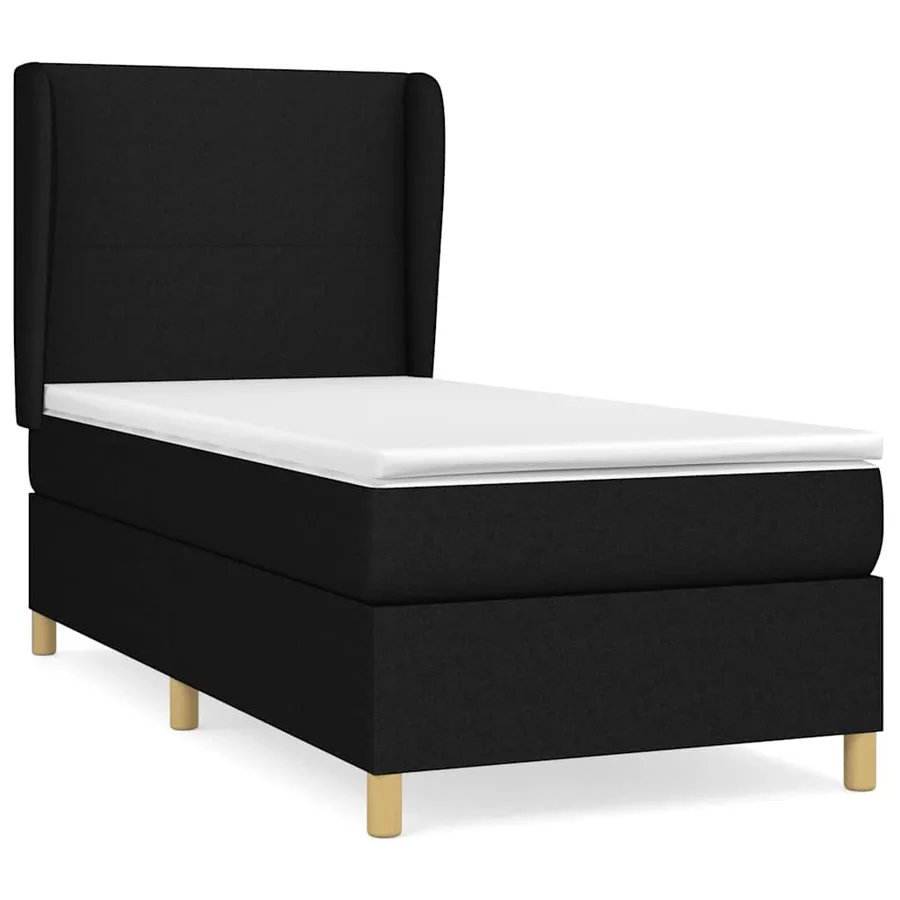 Sommier à lattes de lit avec matelas Noir 100x200 cm Tissu - 2