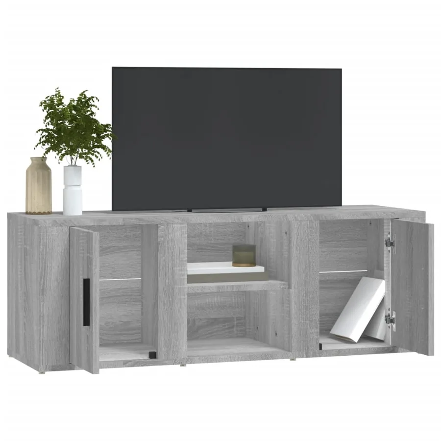 Meuble TV Sonoma gris 100x31,5x35 cm Bois d'ingénierie - 4