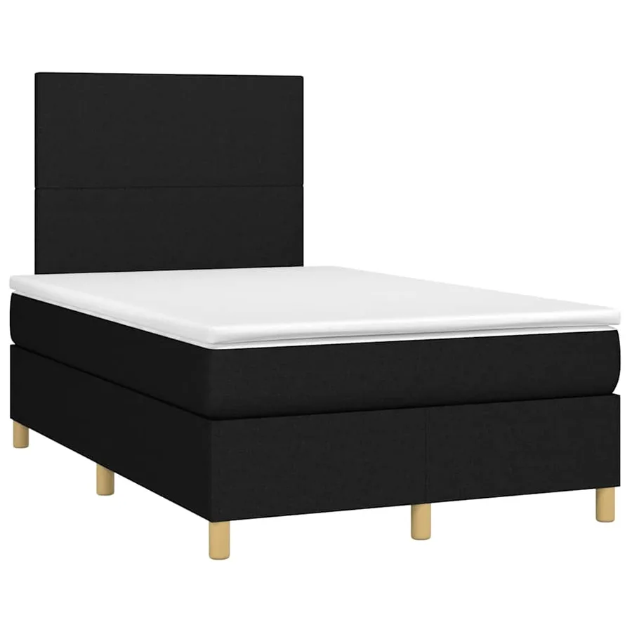 Sommier à lattes de lit et matelas et LED Noir 120x200 cm Tissu - 3