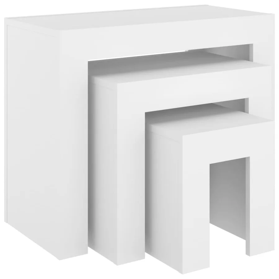 Tables basses gigognes 3 pcs Blanc Bois d’ingénierie - 2