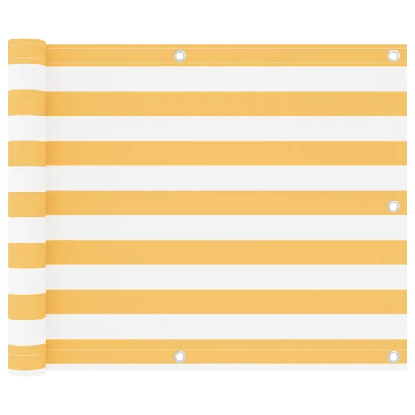Écran de balcon Blanc et jaune 75x300 cm Tissu Oxford