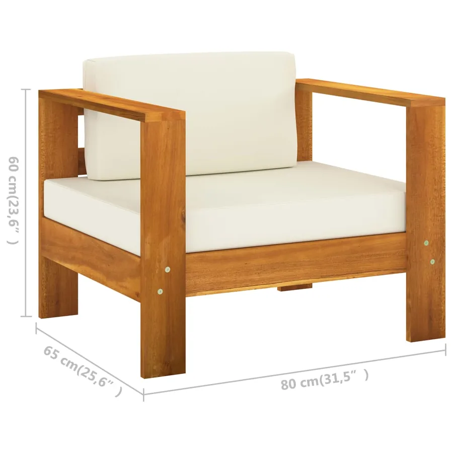 Salon de jardin 8 pièces avec coussins 100 x 60 cm Bois d'acacia - 7