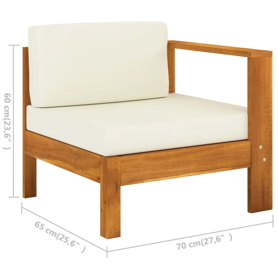 Salon de jardin 8 pièces avec coussins 100 x 60 cm Bois d'acacia - 8