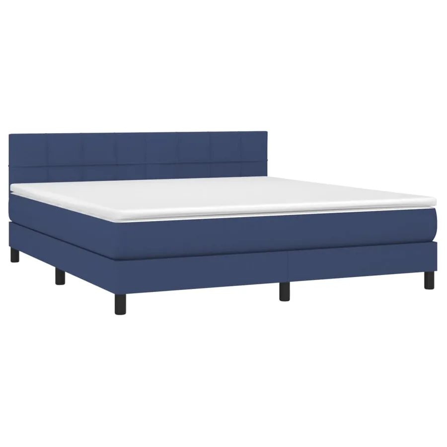 Sommier à lattes de lit avec matelas LED Bleu 160x200 cm Tissu - 3