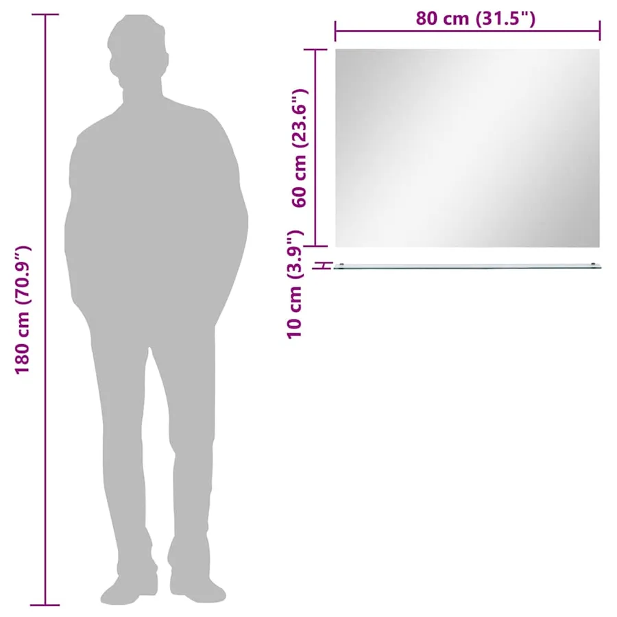 Miroir mural avec étagère 80x60 cm Verre trempé - 7