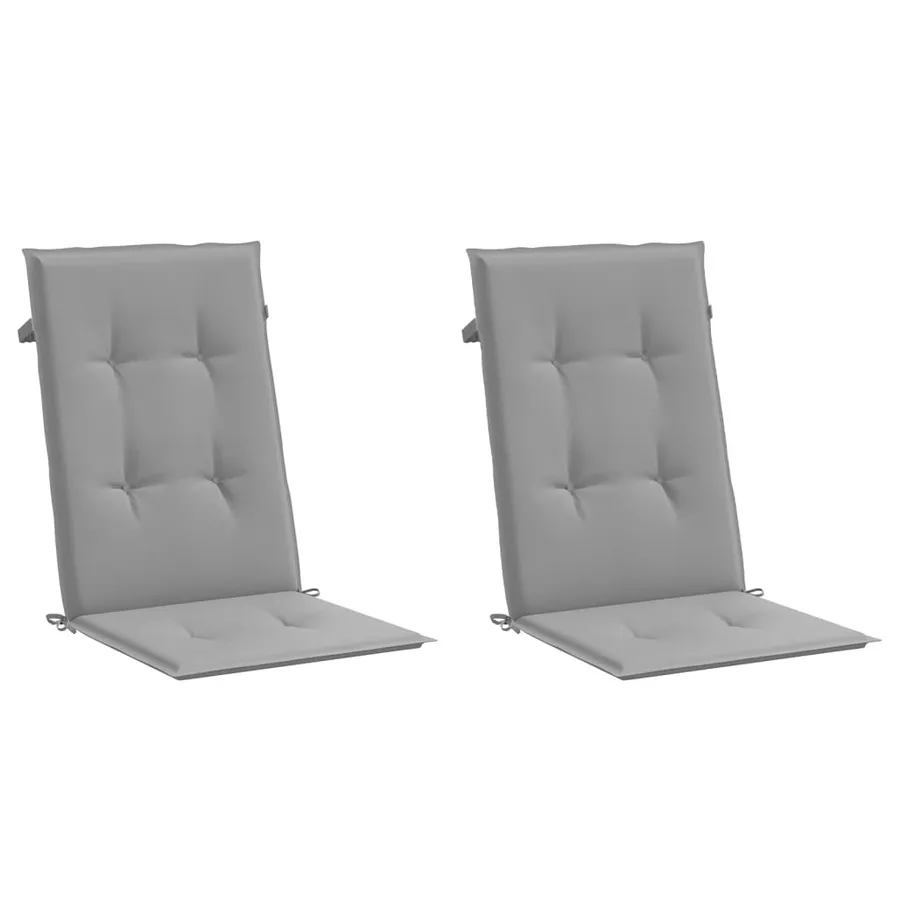Coussins de chaise de jardin à dossier haut lot de 2 gris tissu - 3