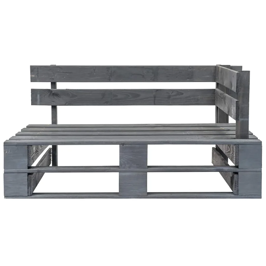 Banc d'angle palette de jardin bois gris - 2