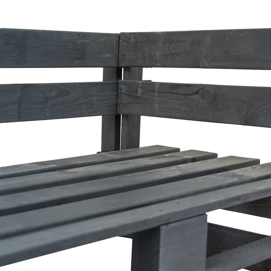 Banc d'angle palette de jardin bois gris - 3