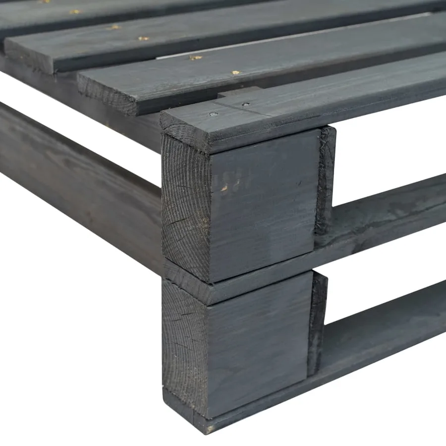Banc d'angle palette de jardin bois gris - 4