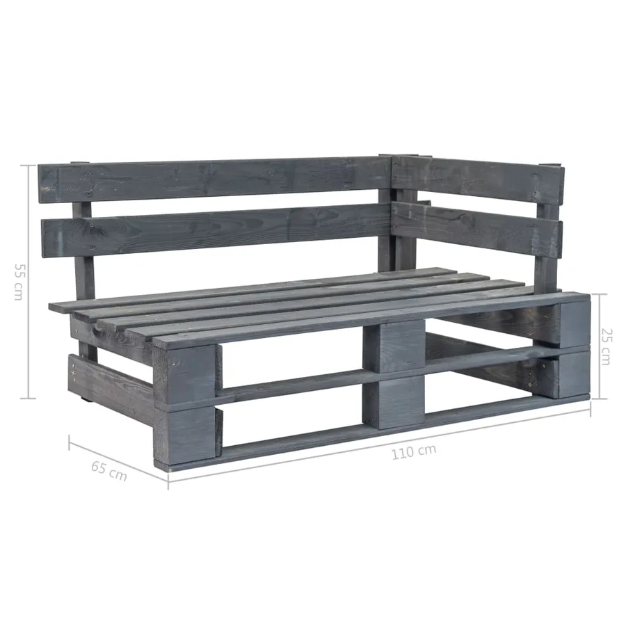 Banc d'angle palette de jardin bois gris - 5