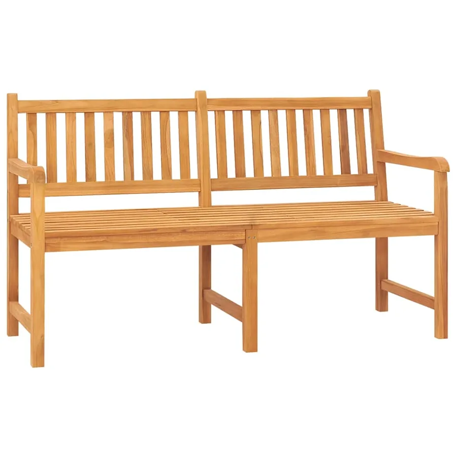 Banc de jardin 3 places avec table 150 cm bois de teck massif - 2