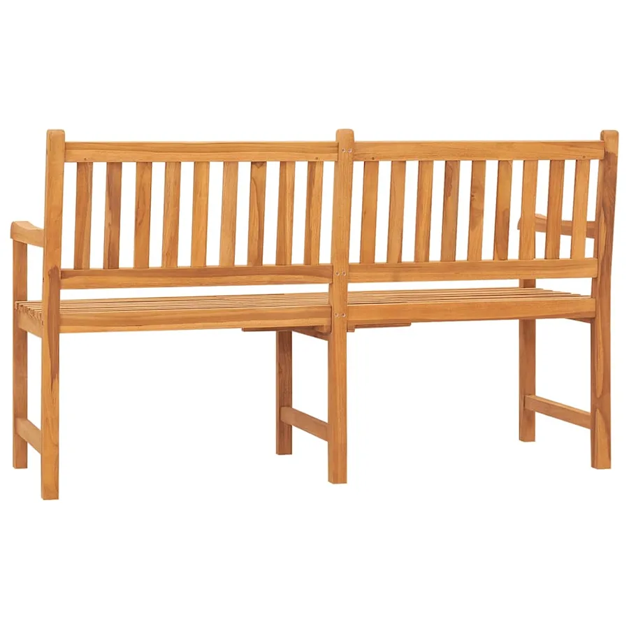 Banc de jardin 3 places avec table 150 cm bois de teck massif - 5