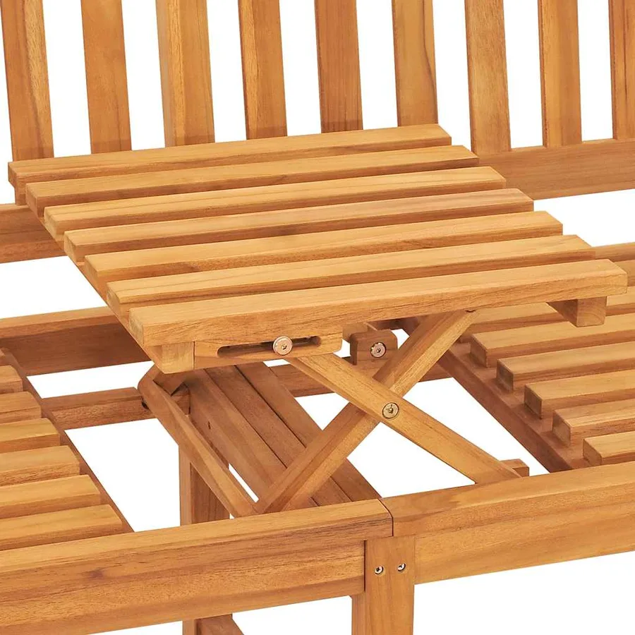 Banc de jardin 3 places avec table 150 cm bois de teck massif - 8