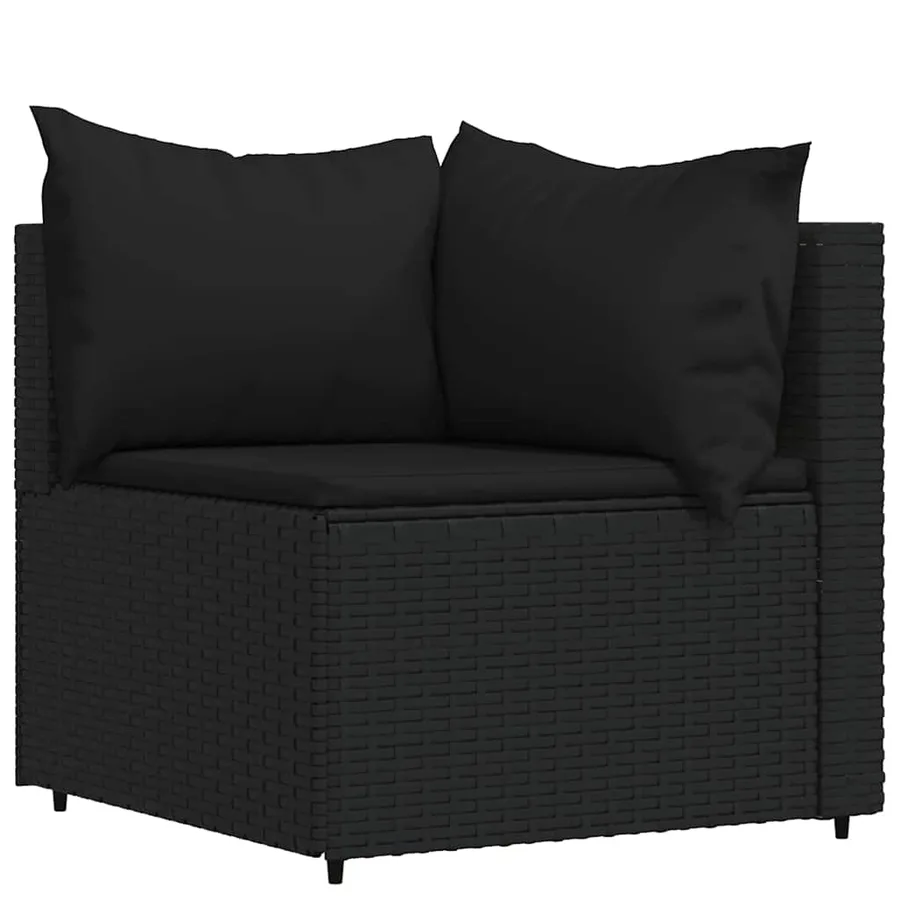 Salon de jardin 3 pcs avec coussins Noir Résine tressée - 4